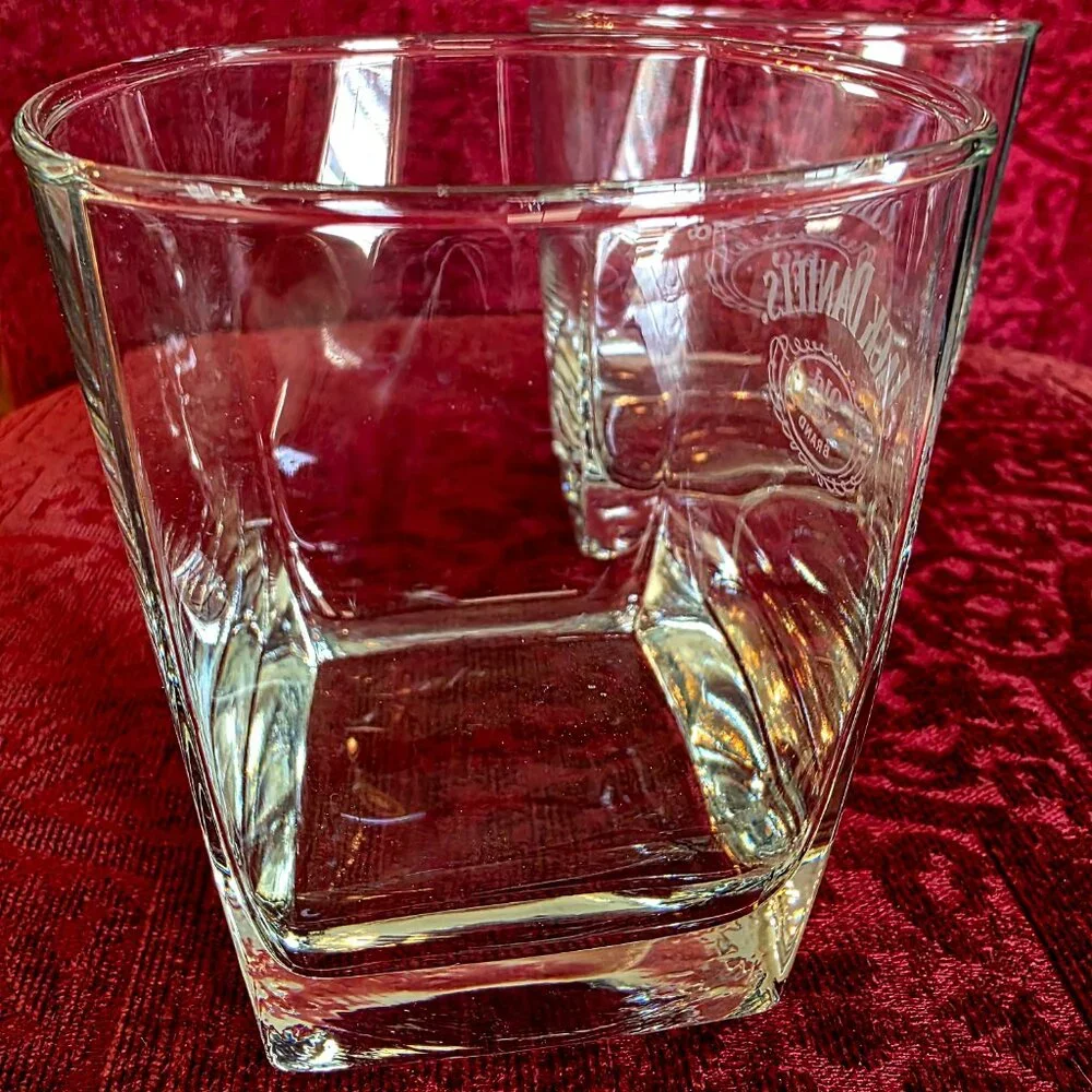 Jack Daniels Old No. 7 Tennessee Whiskey Square Bottom Old Fashioned Glass x 2